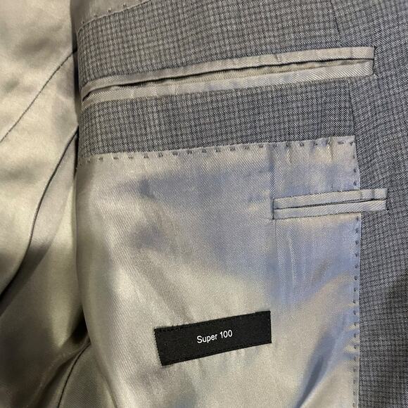 BOSS Grey Super 100 Lightweight 100% Virgin Wool Blazer Jacket Mens 40R 40 R - Picture 9 of 14